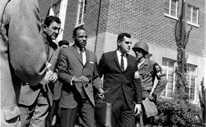 James Meredith being escorted onto the Ole Miss campus.