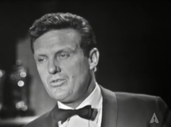 Robert Stack accepts the Best Editing Oscar for Anne Coats.