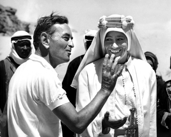 David Lean and Peter O'Toole on the set of Lawrence of Arabia.